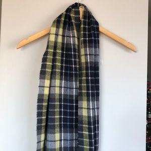 Navy and Yellow Plaid Scarf